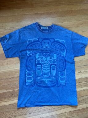 Native Origins Northwest Coast art First Nations indigenous print t-shirt grey M